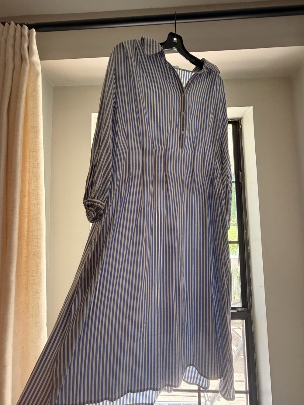 Striped Blue and White Long Sleeve Shirt Dress